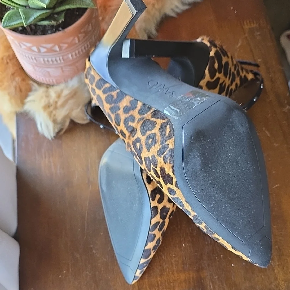 SARTO By Franco Sarto Animal Print Ankle Strap Heels